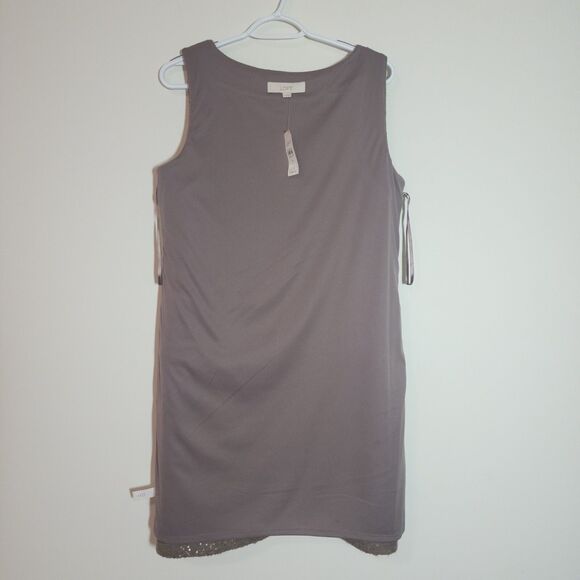 NWT Ann Taylor LOFT Women Wool-Blend Sequin Sleeveless Shift Dress Beige Size10 - Picture 4 of 9